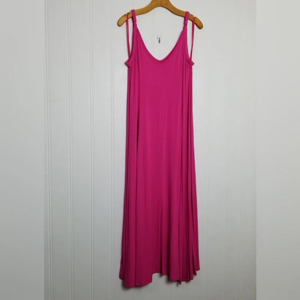 Torrid Maxi Dress Womens Sz 1X  14/16 Pink Super Soft Trapeze Adjustable Straps - Picture 2 of 13